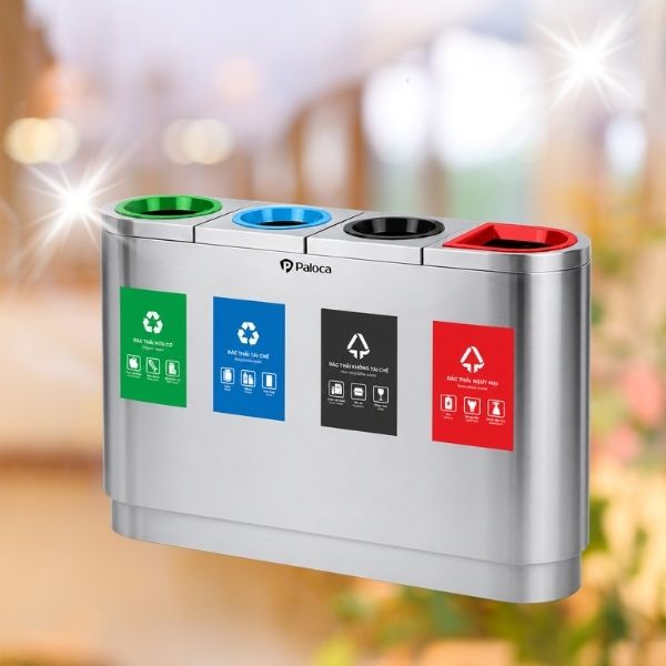 Thùng rác inox 4 ngăn của Hành Tinh Xanh