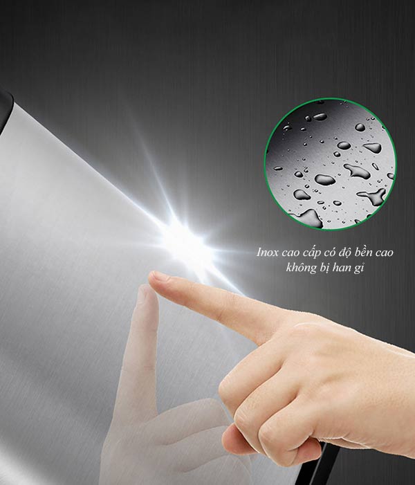 Thùng rác phân loại 2 ngăn nắp lật làm từ inox cao cấp, chống gỉ sét, phù hợp sử dụng ngoài trời