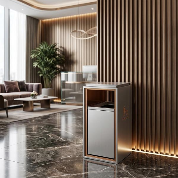 Thùng rác cao cấp inox không gạt tàn chất liệu cao cấp, thiết kế sang trọng