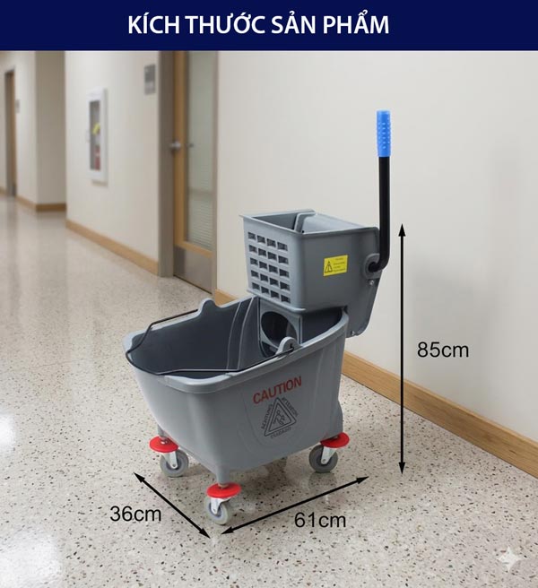 Kích thước xe vắt móp đơn 32l màu ghi