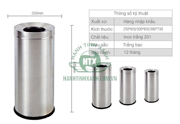 Thùng rác Inox tròn nắp hở Ø30