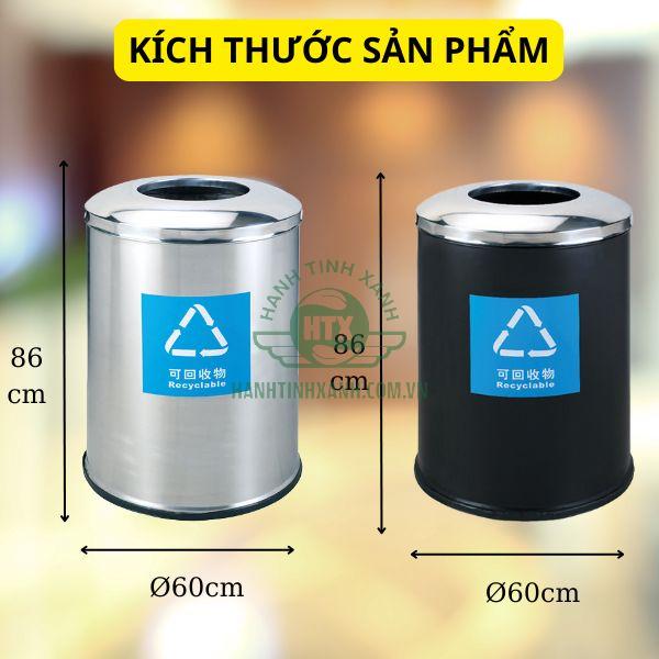 Thông Số Kỹ Thuật Thùng Rác Inox Tròn Ø60