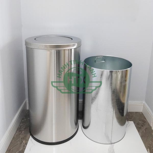 Thùng rác inox tròn nắp lật Ø35