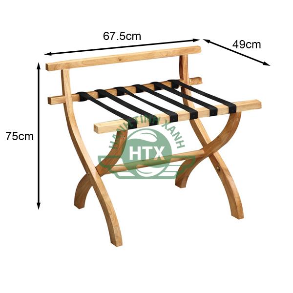 Kích thước kệ để hành lý gỗ có tựa