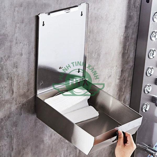 Hộp đựng giấy lau tay inox treo tường lớn