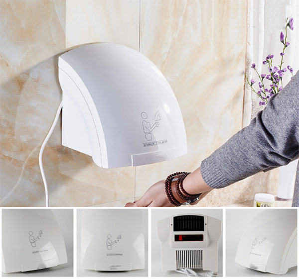 Máy sấy tay treo có cảm biến giúp máy tự sấy khi đưa tay vào mà không cần nhấn nút