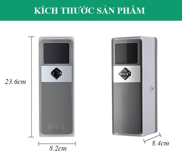 Kích thước máy xịt thơm phòng tự động