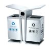 thùng rác inox 2 ngăn có mái che
