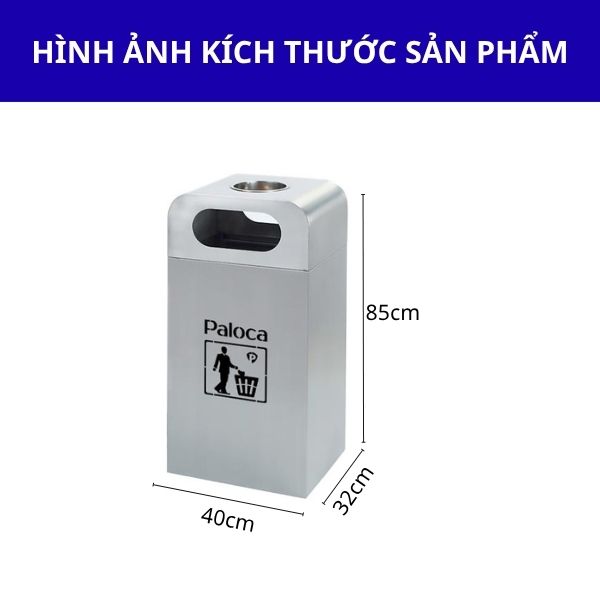 Kích thước thùng rác inox có gạt tàn