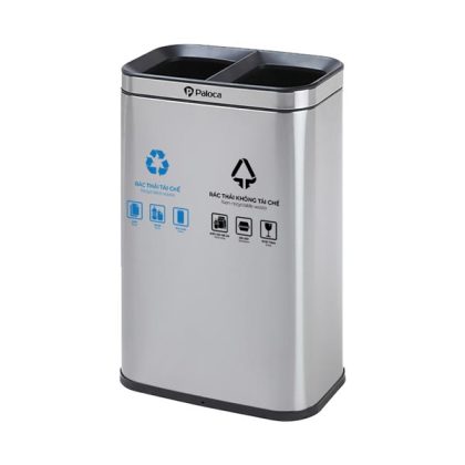 thùng rác phân loại bằng inox 2 ngăn thùng rác phân loại bằng inox 2 ngăn