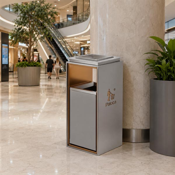 Thùng rác sảnh có gạt tàn ghi có chất liệu inox cao cấp, độ bền cao, dễ dàng vệ sinh