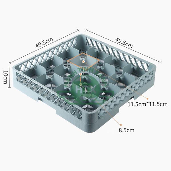 Kích thước khay Rack đựng ly, cốc 16 ngăn