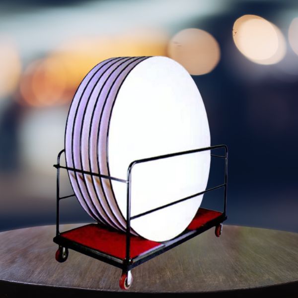 Xe chở mâm kính tròn được làm từ thép phun sơn cao cấp, chống gỉ sét