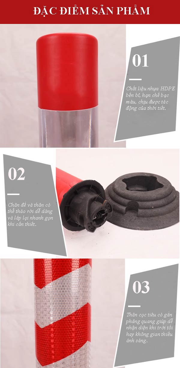 Hình ảnh mô tả đặc điểm cọc tiêu phản quang hình trụ