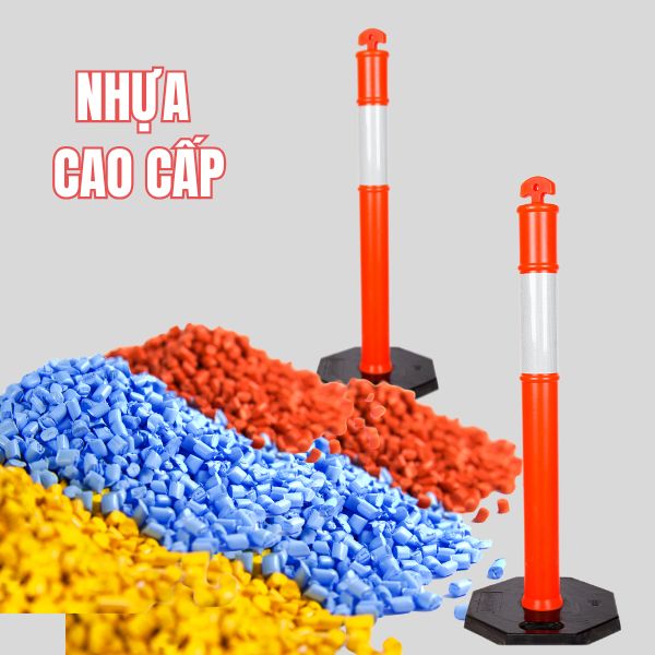 Trụ cảnh báo giao thông nhựa PE bền bỉ, chịu được mọi yếu tố thời tiết ngoài trời
