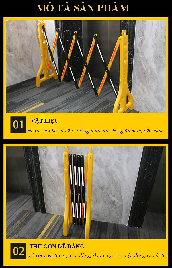 Hình ảnh mô tả rào chắn nhựa xếp gọn