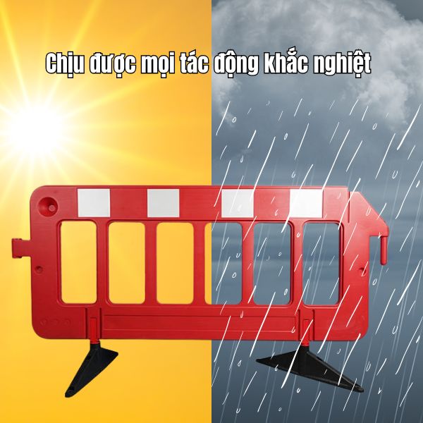 Rào chắn di động được làm từ nhựa cao cấp bền bỉ, chịu được mọi yếu tố thời tiết