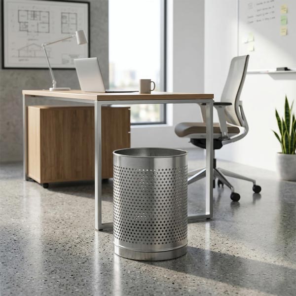 Sọt rác inox dập lỗ màu trắng của Hành Tinh Xanh