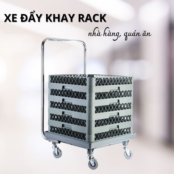 Xe đẩy khay rack nhựa nhà hàng, quán ăn