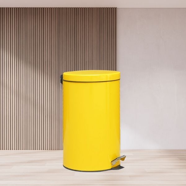 Mẫu thùng rác 20L sơn vàng kiểu dáng đạp chân