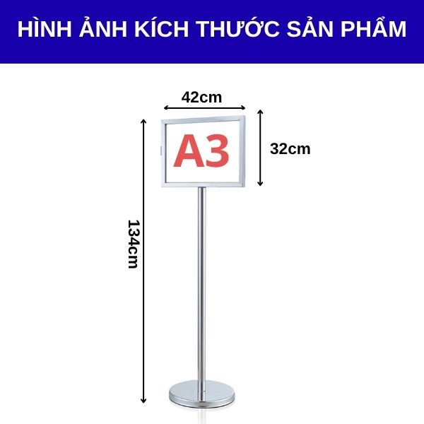 Kích thước bảng menu inox trắng hai mặt A3