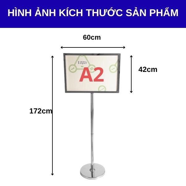 Kích thước bảng menu inox trắng 2 mặt a2