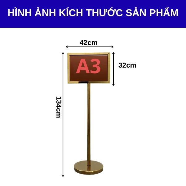 Kích thước bảng menu inox vàng hai mặt A3