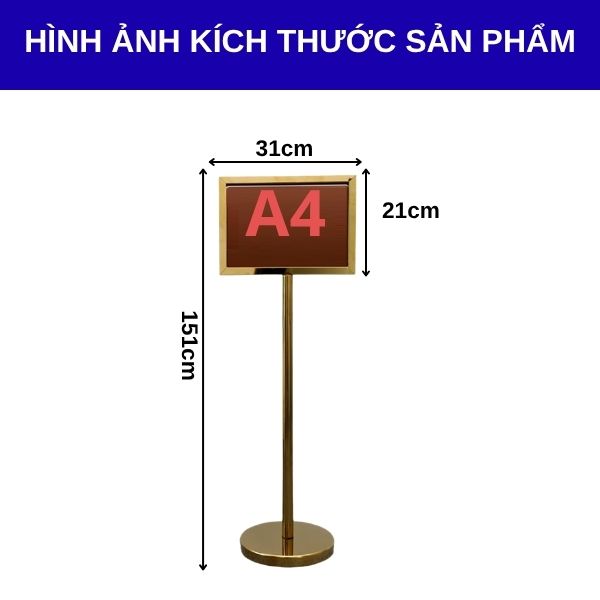 Kích thước bảng menu inox vàng hai mặt A4