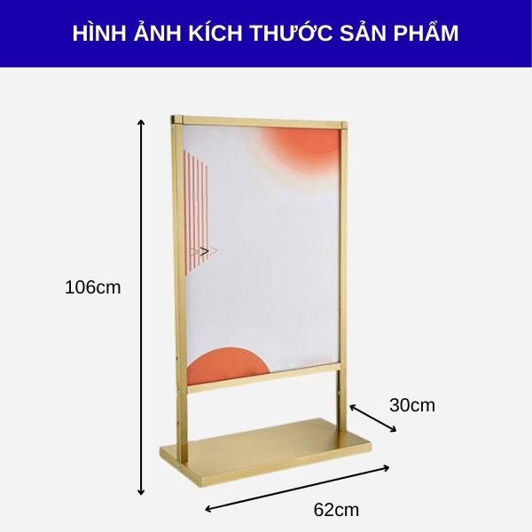 Thông số kích thước bảng menu khung inox mạ vàng