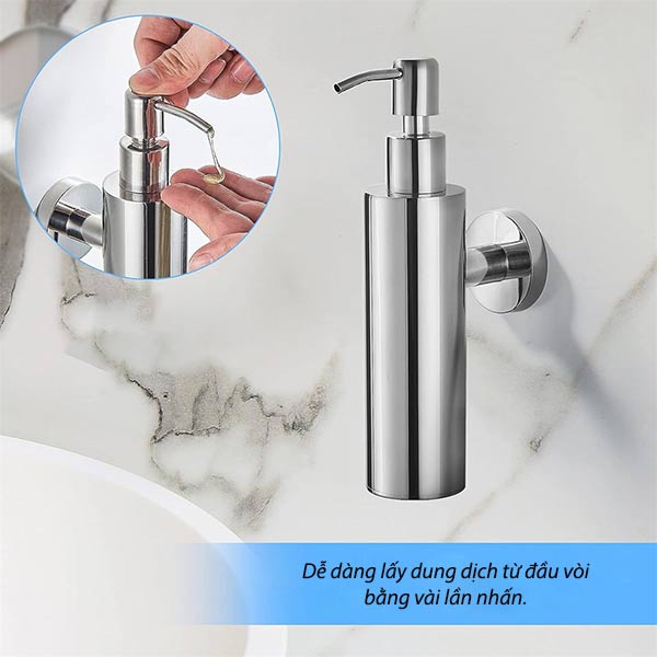 bình đựng nước rửa tay inox gắn tường dễ dàng sử dụng