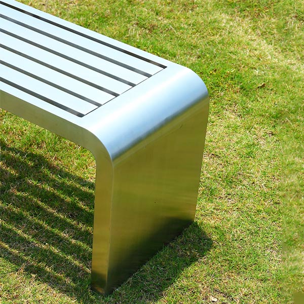 Ghế công viên không tựa lưng chất liệu bằng inox chịu được mọi yếu tố thời tiết