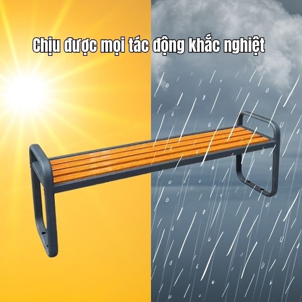 Ghế công viên không tựa chịu được mọi tác động xấu của thời tiết