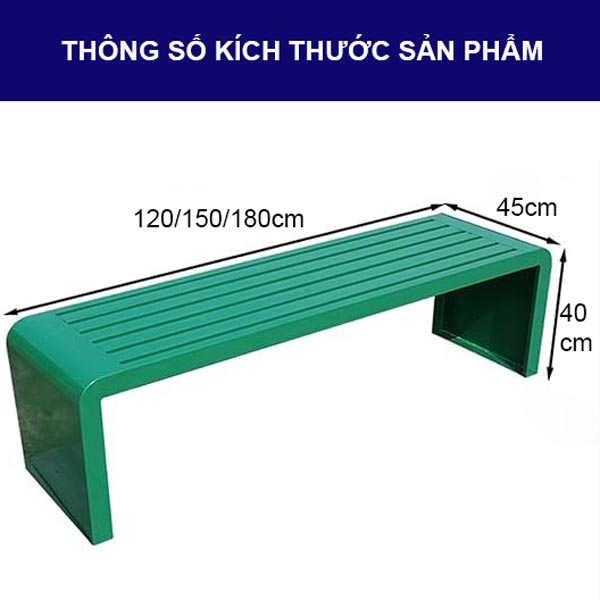 kích thước Ghế băng không tựa màu xanh dài 1m5
