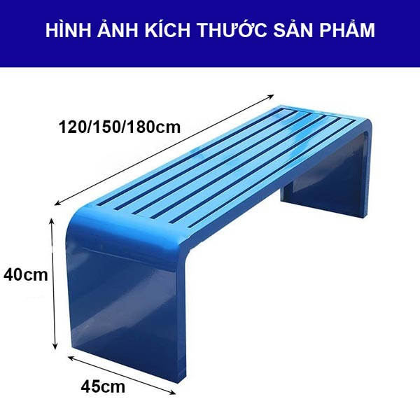 Thông số kích thước ghế băng ngoài trời màu xanh dương dài 1m2