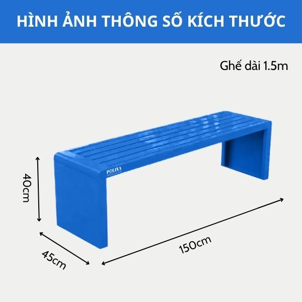 Kích thước ghế băng dài xanh da trời