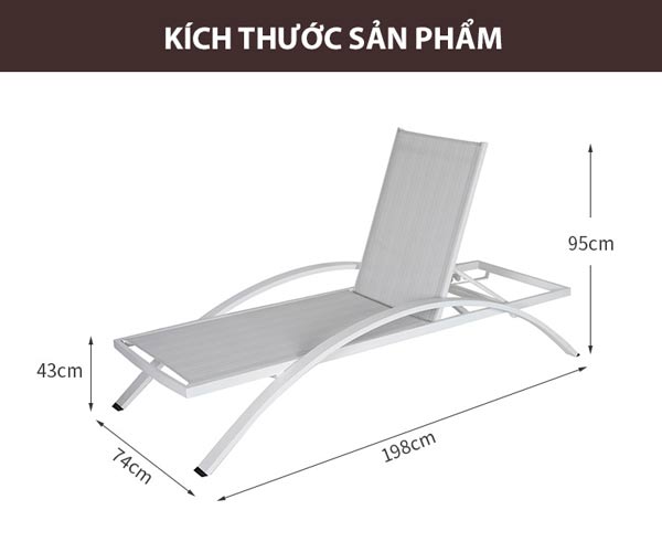 Kích thước ghế bể bơi ngoài trời