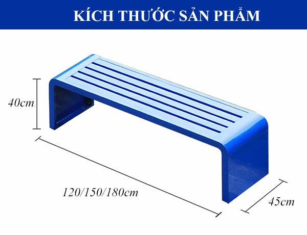 Kích thước ghế băng không tựa màu trắng dài 1m2