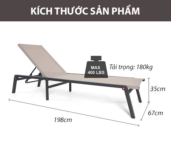 Kích thước ghế hồ bơi ngoài trời