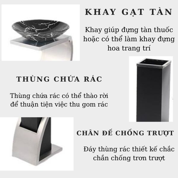 Hình ảnh mô tả chi tiết thùng rác trang trí sảnh khách sạn