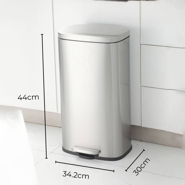 Kích thước thùng rác inox vuông đạp chân 20L