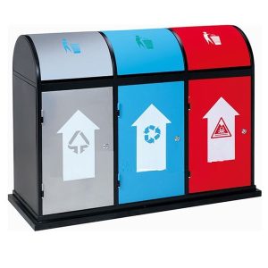Thùng rác thép 3 ngăn nắp bập bênh