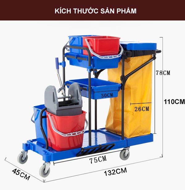 Kích thước xe làm vệ sinh đa năng