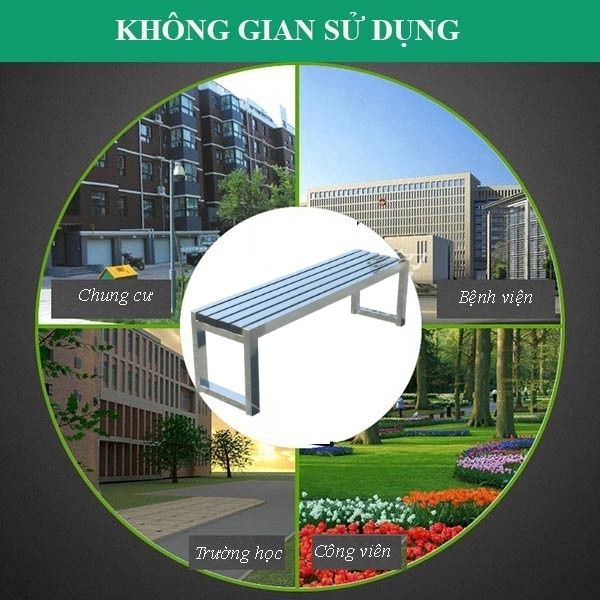 Ghế ngồi công viên inox dài 1m2 đa dạng không gian sử dụng