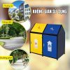 thùng phân loại rác 2 ngăn nắp bập bênh