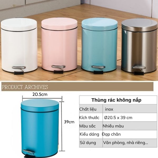 Kích thước thùng rác inox đạp chân cao cấp 12l