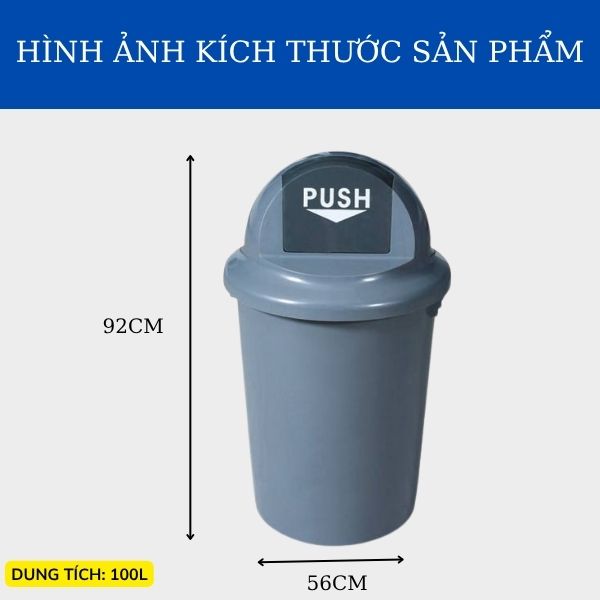 Kích thước thùng rác nhựa tròn nắp đẩy