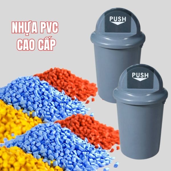 Thùng rác được làm bằng nhựa PVC cao cấp bền bỉ, chịu được mọi yếu tố của thời tiết