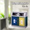 thùng rác thép sơn tĩnh điện 2 ngăn
