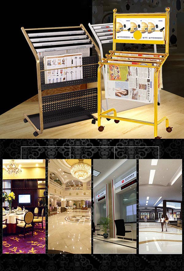 kệ để sách báo tạp chí inox mạ vàng