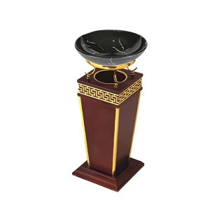 Thùng rác gỗ khay thủy tinh